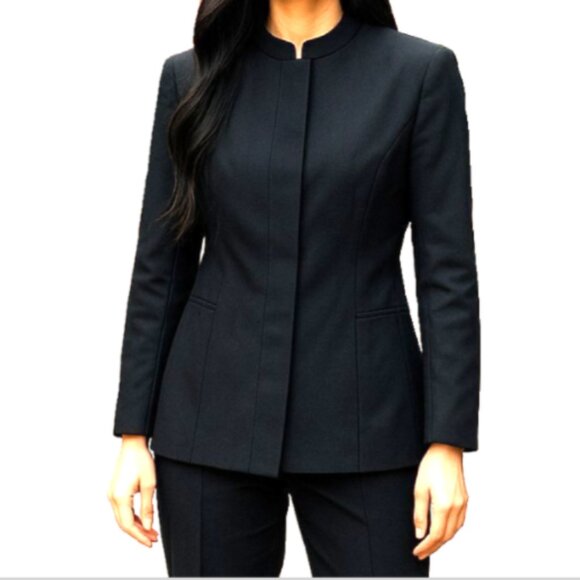 Zanella Blazer SZ 4 Black NWOT ITALY Hidden Button Row Nehru Collar  Lined - Picture 1 of 13